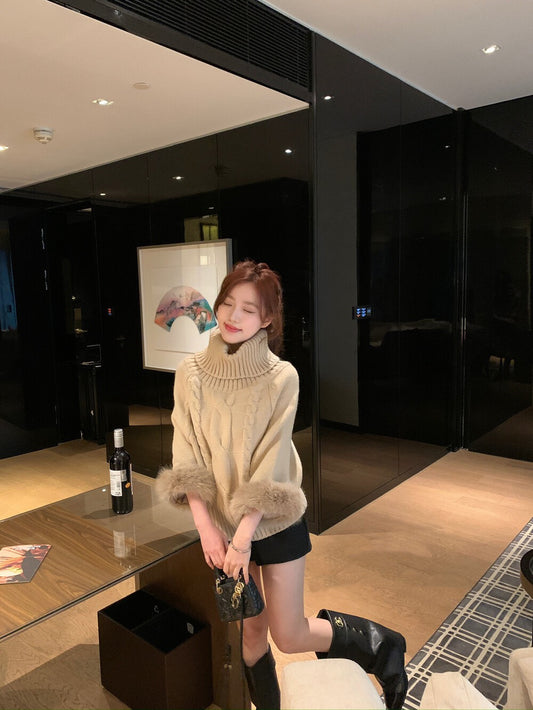 High-neck Batwing Sleeve Slimming Cape