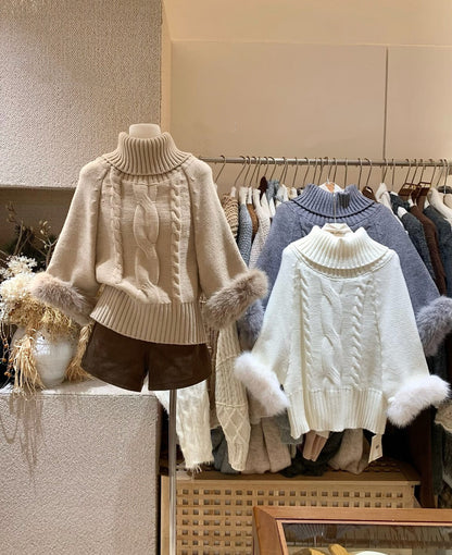 高領蝙蝠袖顯瘦斗篷