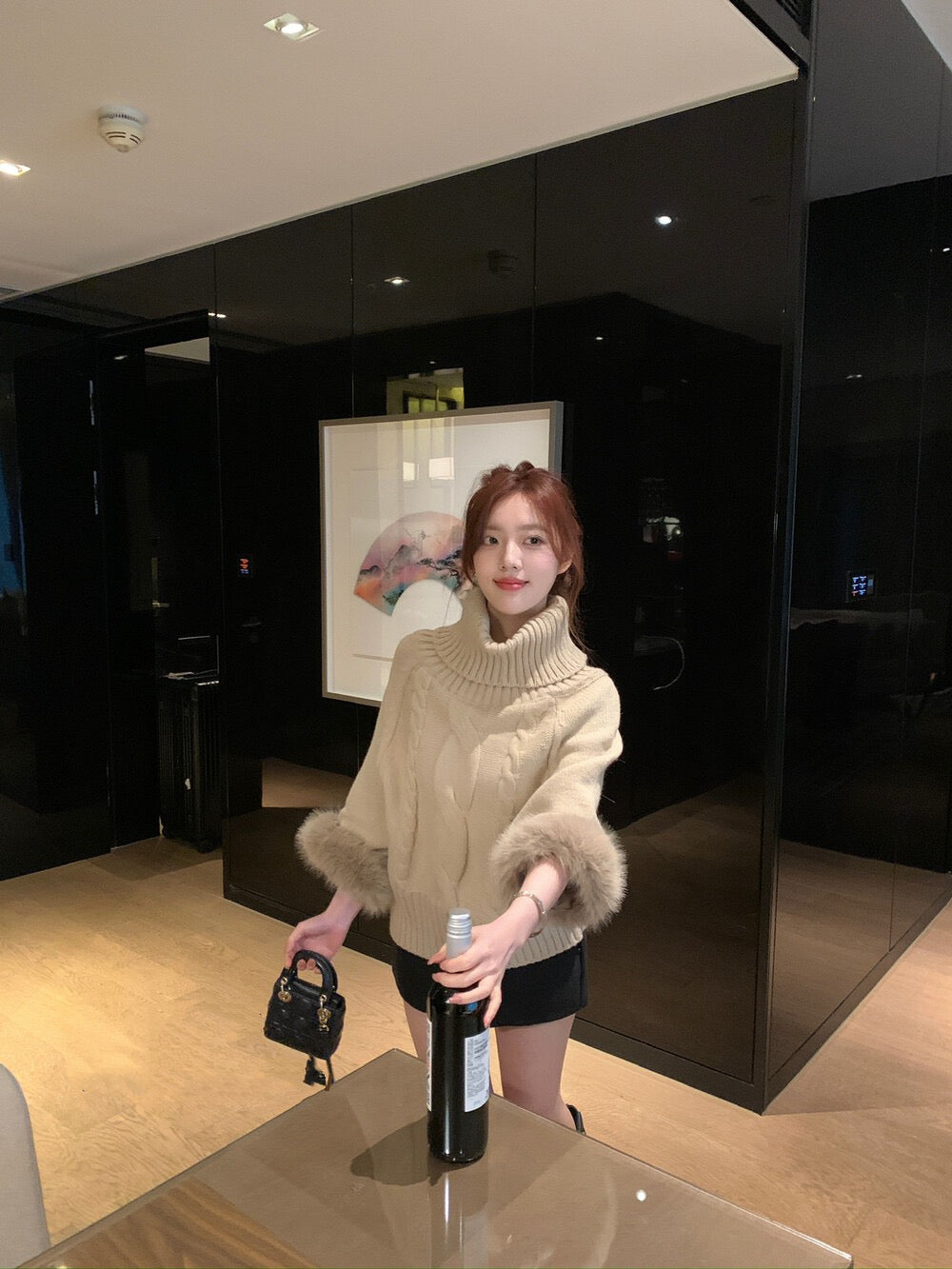 高領蝙蝠袖顯瘦斗篷