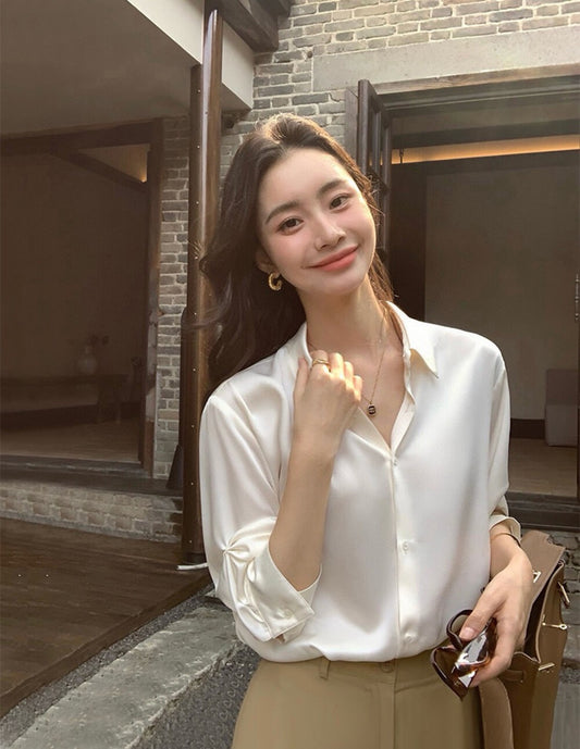 輕奢綢緞光澤感氣質襯衫