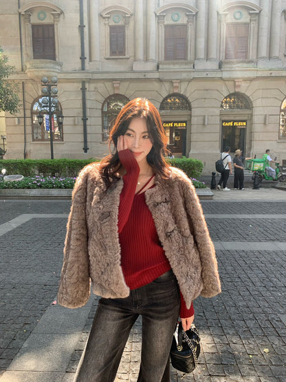 純欲感簡約V領修身針織小衫