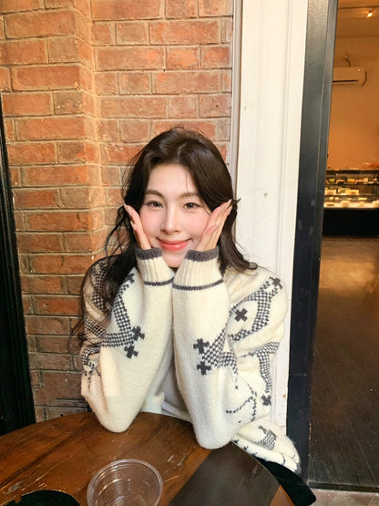 ヴィンテージカジュアルフェアアイルジャカードダッフルセーター