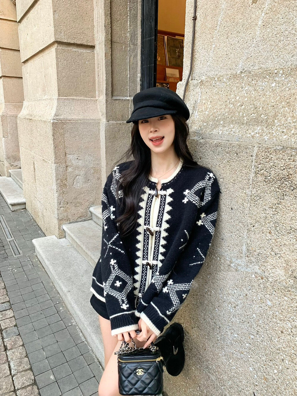 ヴィンテージカジュアルフェアアイルジャカードダッフルセーター