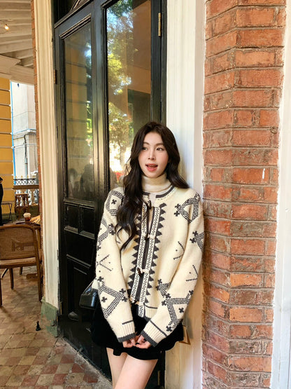 ヴィンテージカジュアルフェアアイルジャカードダッフルセーター