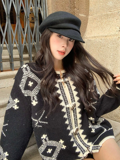 ヴィンテージカジュアルフェアアイルジャカードダッフルセーター