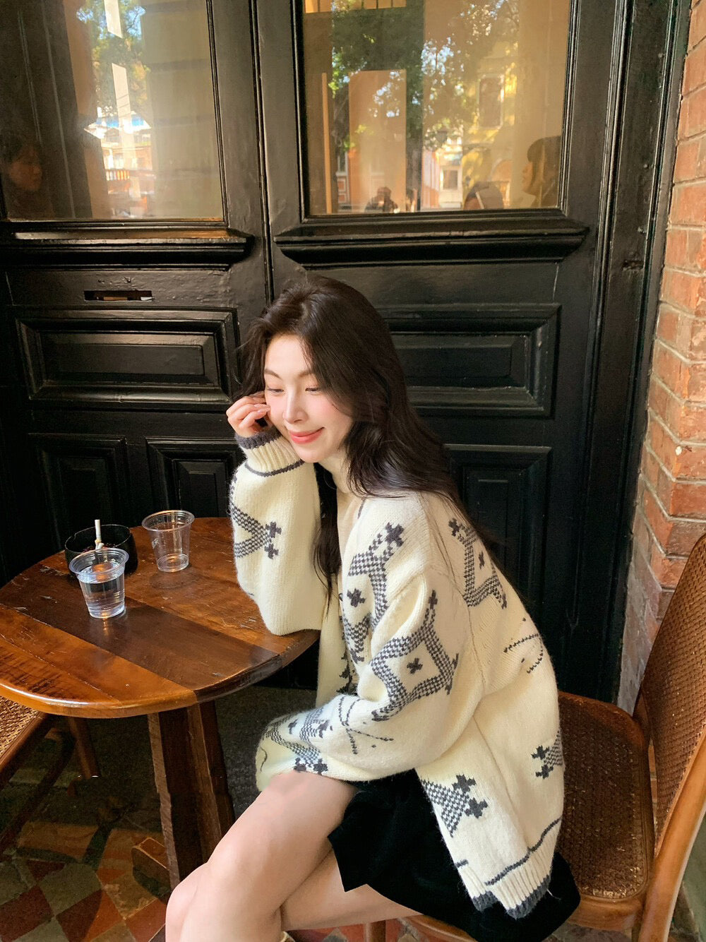 ヴィンテージカジュアルフェアアイルジャカードダッフルセーター