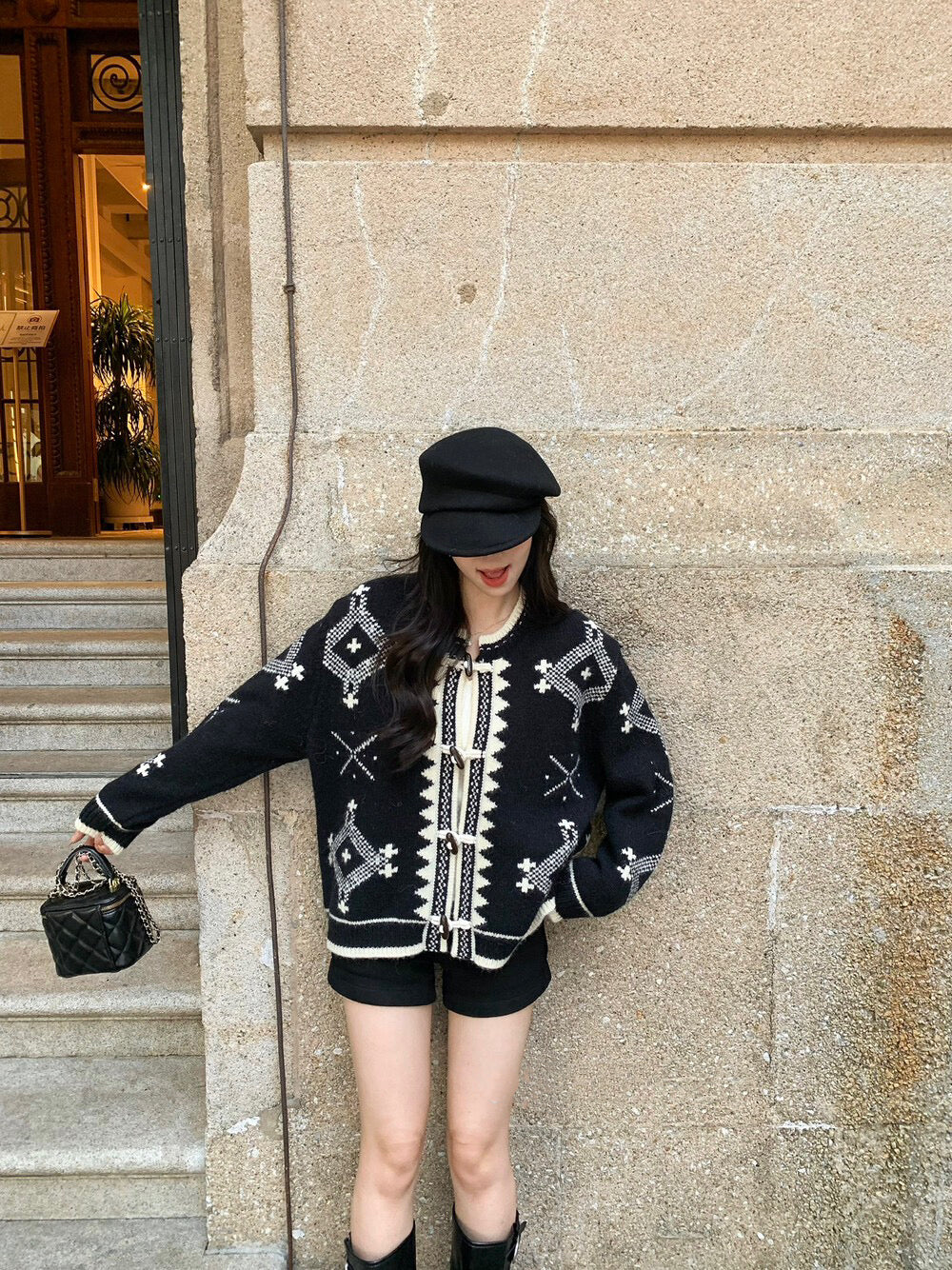 ヴィンテージカジュアルフェアアイルジャカードダッフルセーター