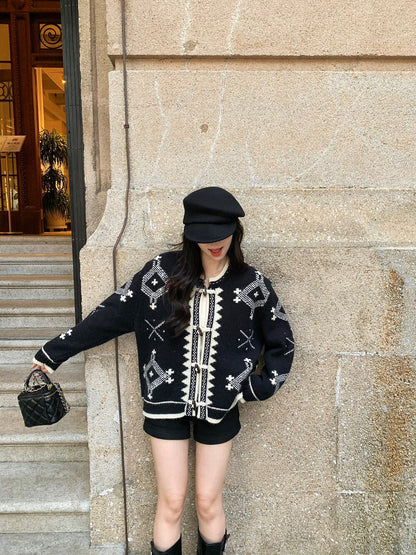 ヴィンテージカジュアルフェアアイルジャカードダッフルセーター