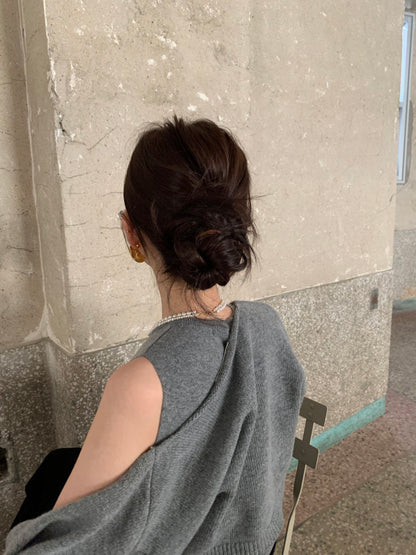 Solid Color Knitted Vest + Jacket Set