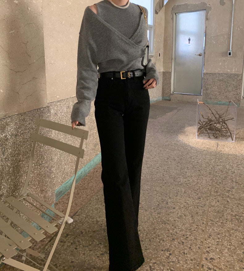 Solid Color Knitted Vest + Jacket Set