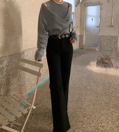 Solid Color Knitted Vest + Jacket Set