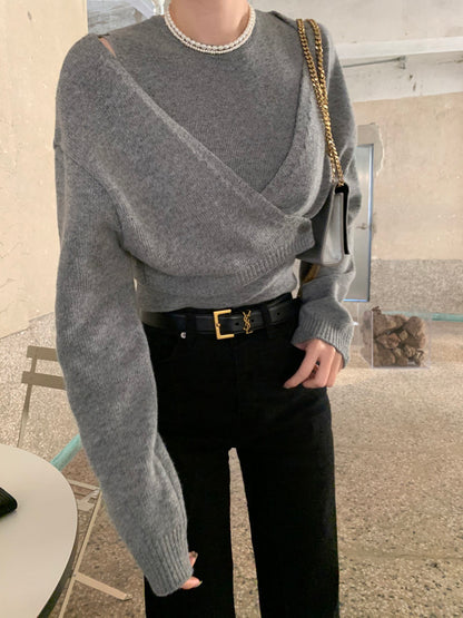 Solid Color Knitted Vest + Jacket Set