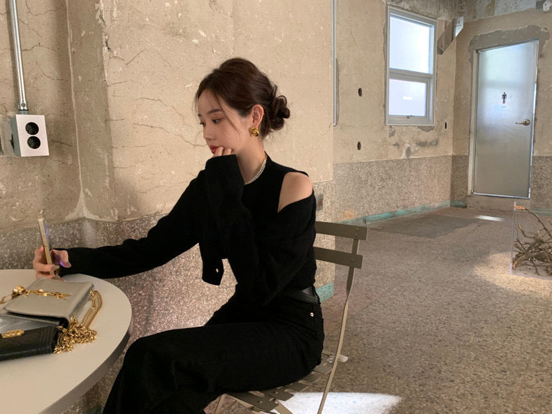 Solid Color Knitted Vest + Jacket Set