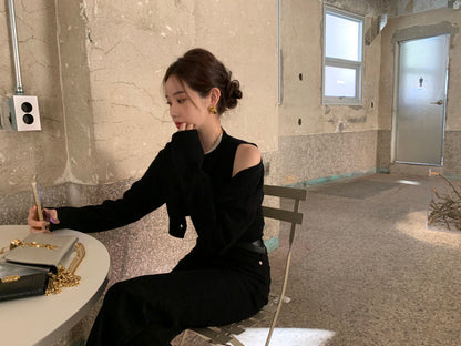 Solid Color Knitted Vest + Jacket Set