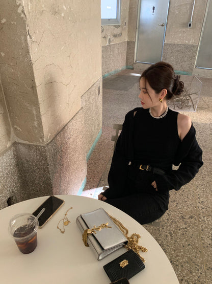 Solid Color Knitted Vest + Jacket Set