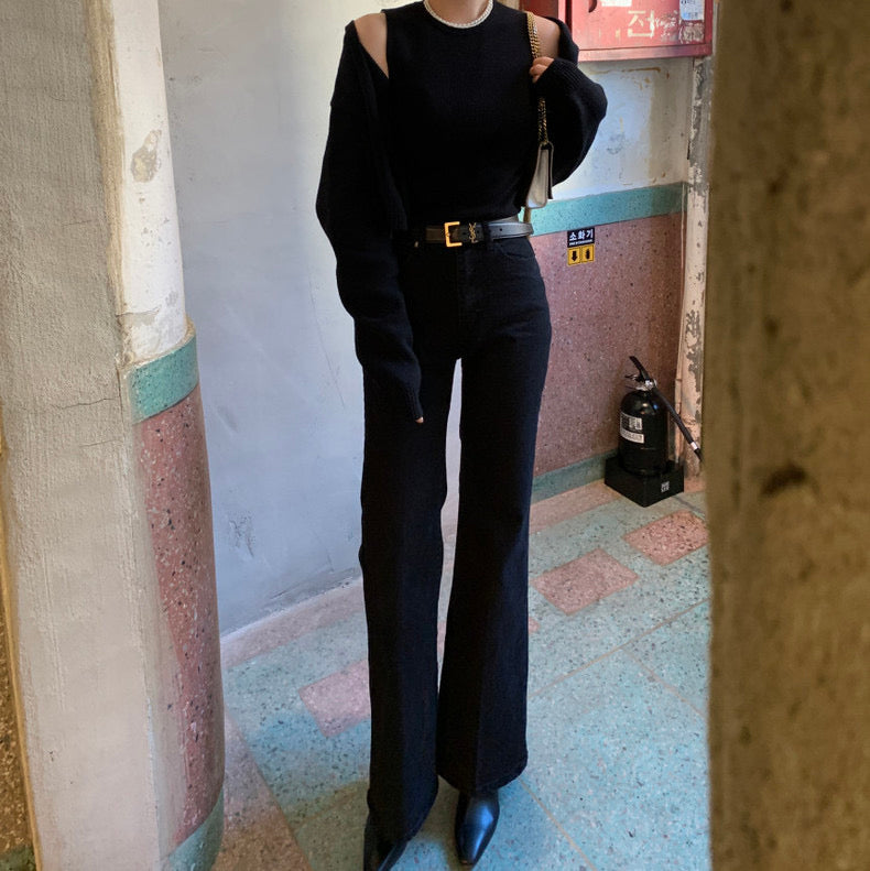 Solid Color Knitted Vest + Jacket Set