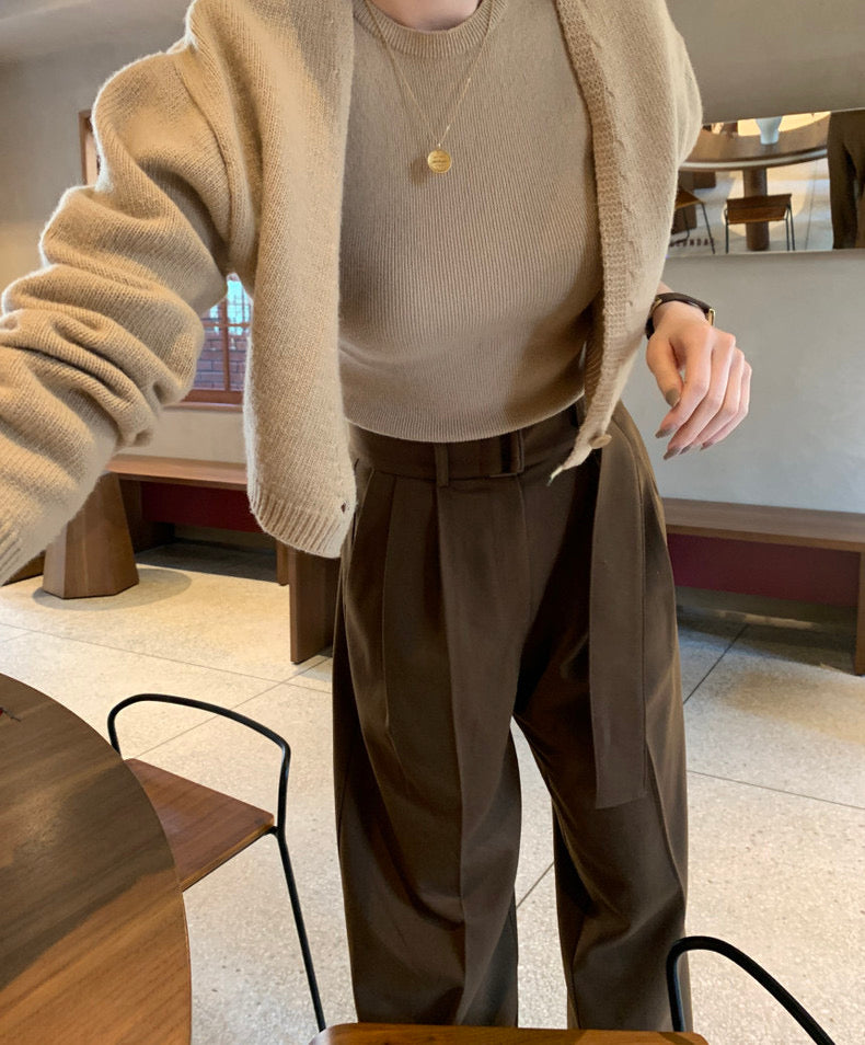 Solid Color Knitted Vest + Jacket Set