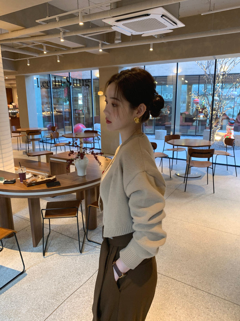 Solid Color Knitted Vest + Jacket Set