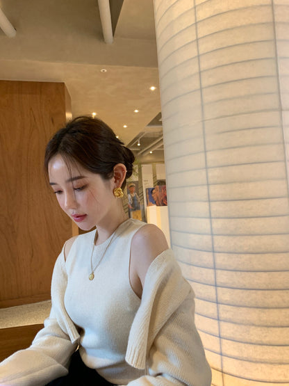 Solid Color Knitted Vest + Jacket Set