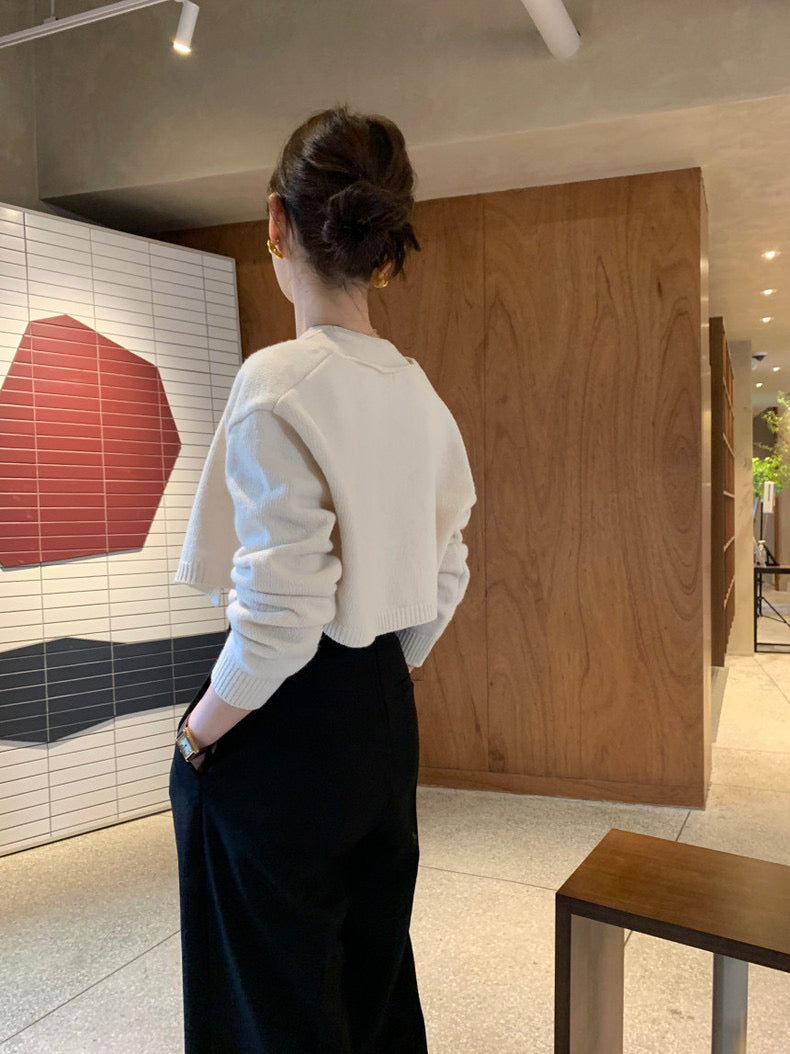 Solid Color Knitted Vest + Jacket Set