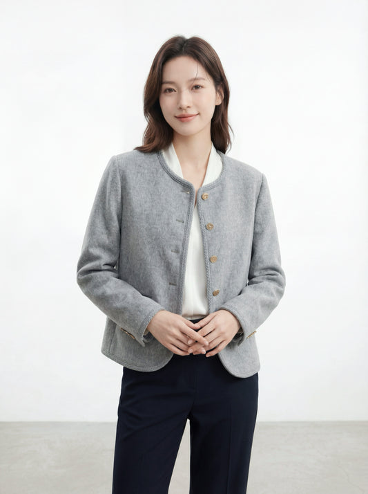 韓版單排扣短款外套