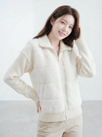 仿水貂絨拼接短外套