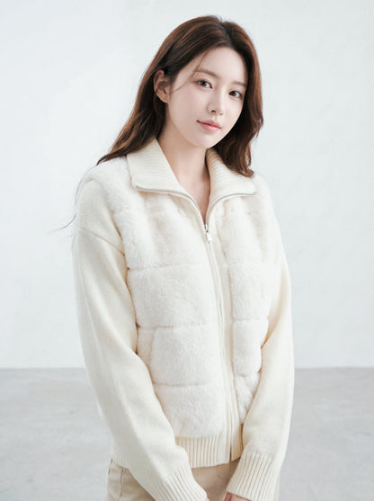 仿水貂絨拼接短外套