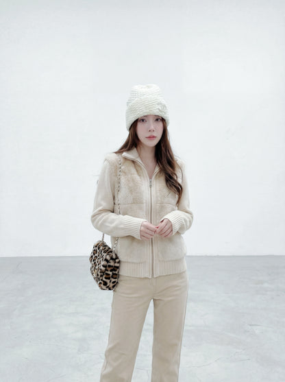 仿水貂絨拼接短外套