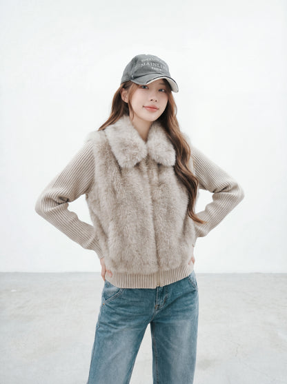 奶呼呼漸層毛毛領短外套