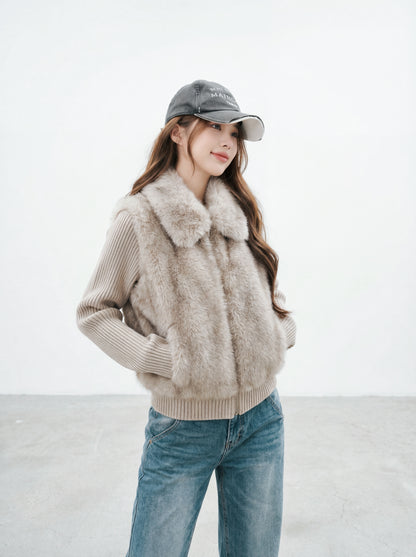 奶呼呼漸層毛毛領短外套