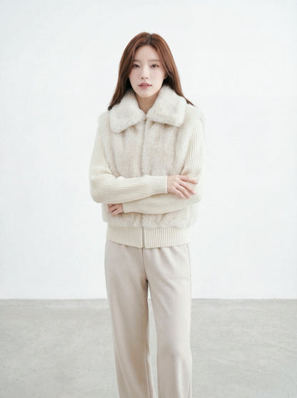 奶呼呼漸層毛毛領短外套