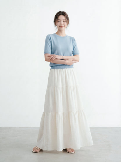 Chiffon Elastic Waist Tiered Skirt