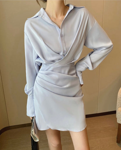 恤衫長袖連身裙