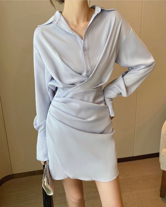 恤衫長袖連身裙