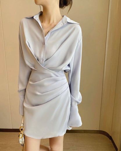 恤衫長袖連身裙