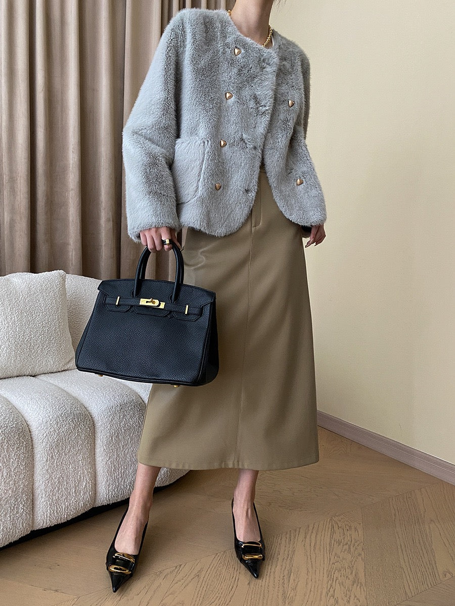 グラデーションエコファーコート