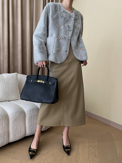 グラデーションエコファーコート