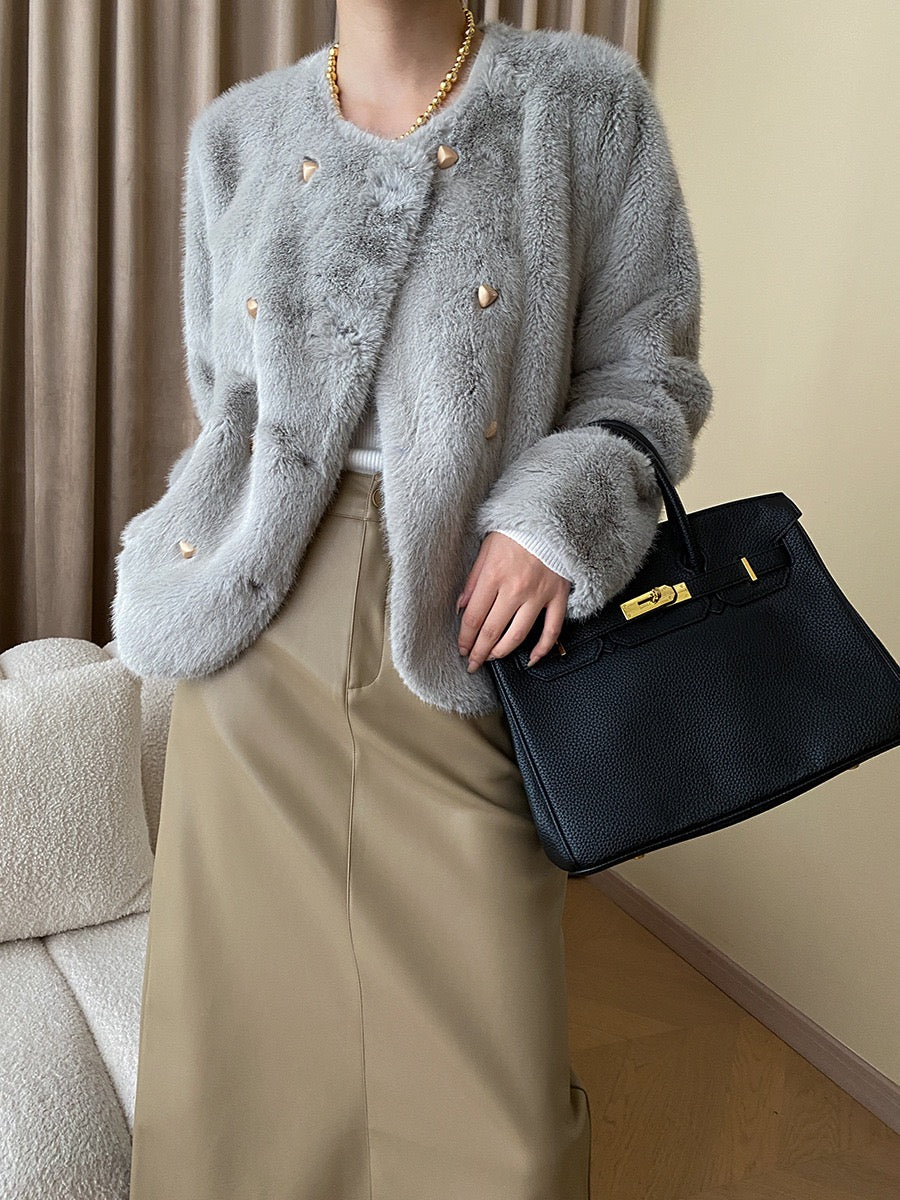 グラデーションエコファーコート