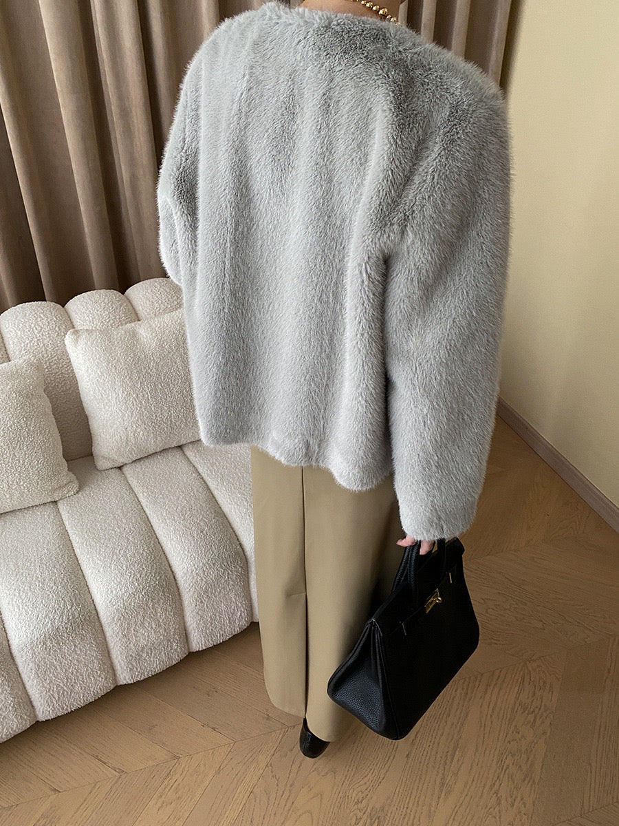 グラデーションエコファーコート