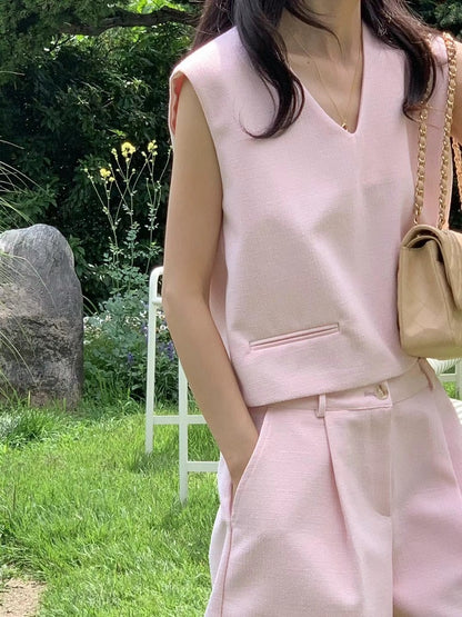 Vネックショートパンツセット