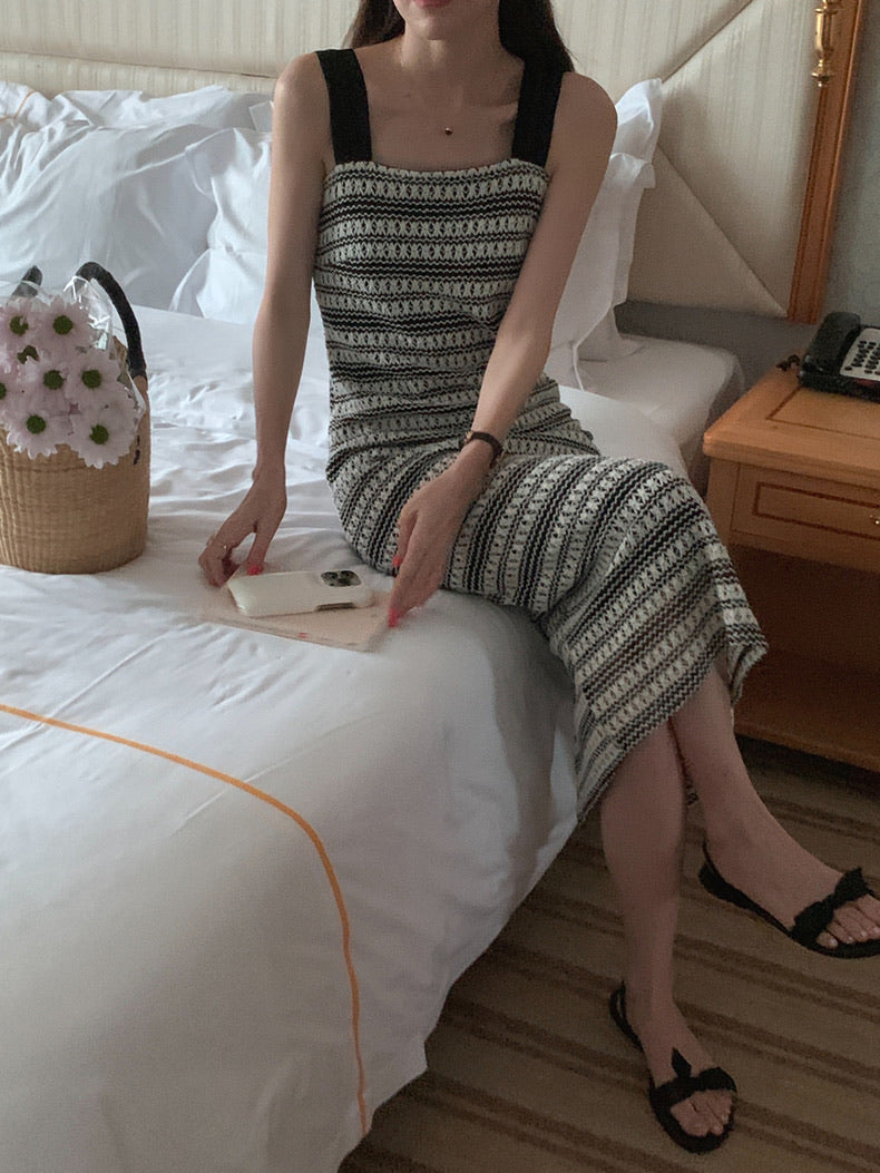 Square Neck Knit Maxi Dress