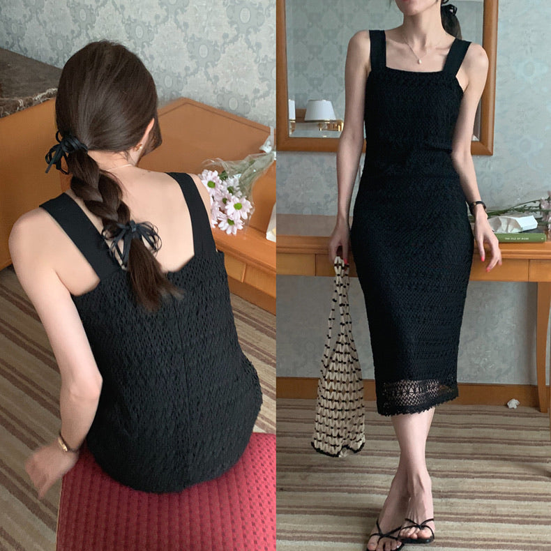 Square Neck Knit Maxi Dress