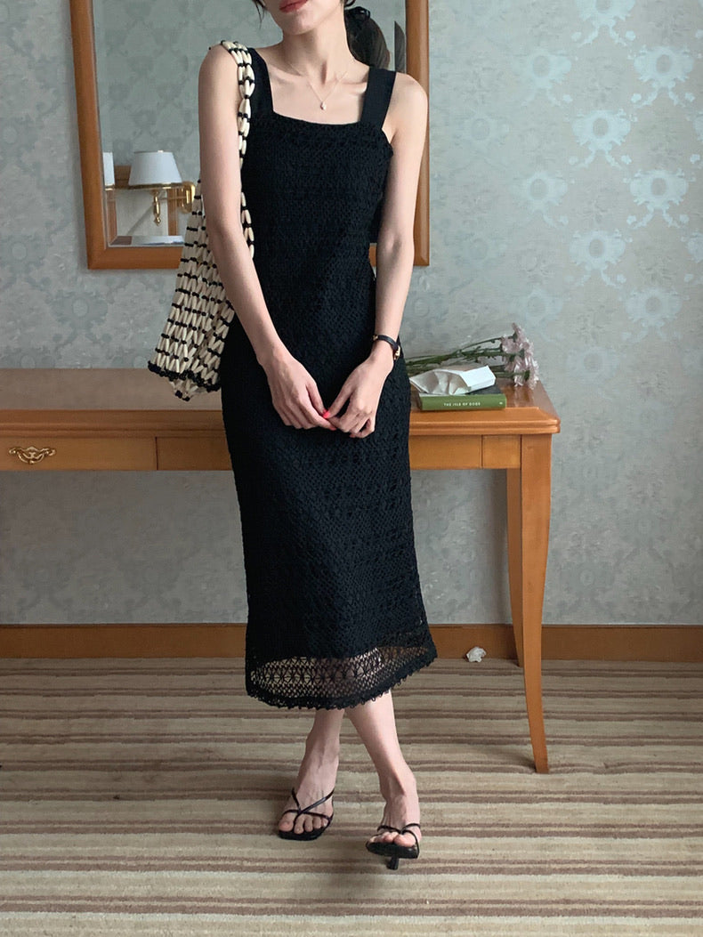 Square Neck Knit Maxi Dress