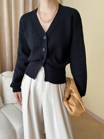 Waist-cinching knit cardigan
