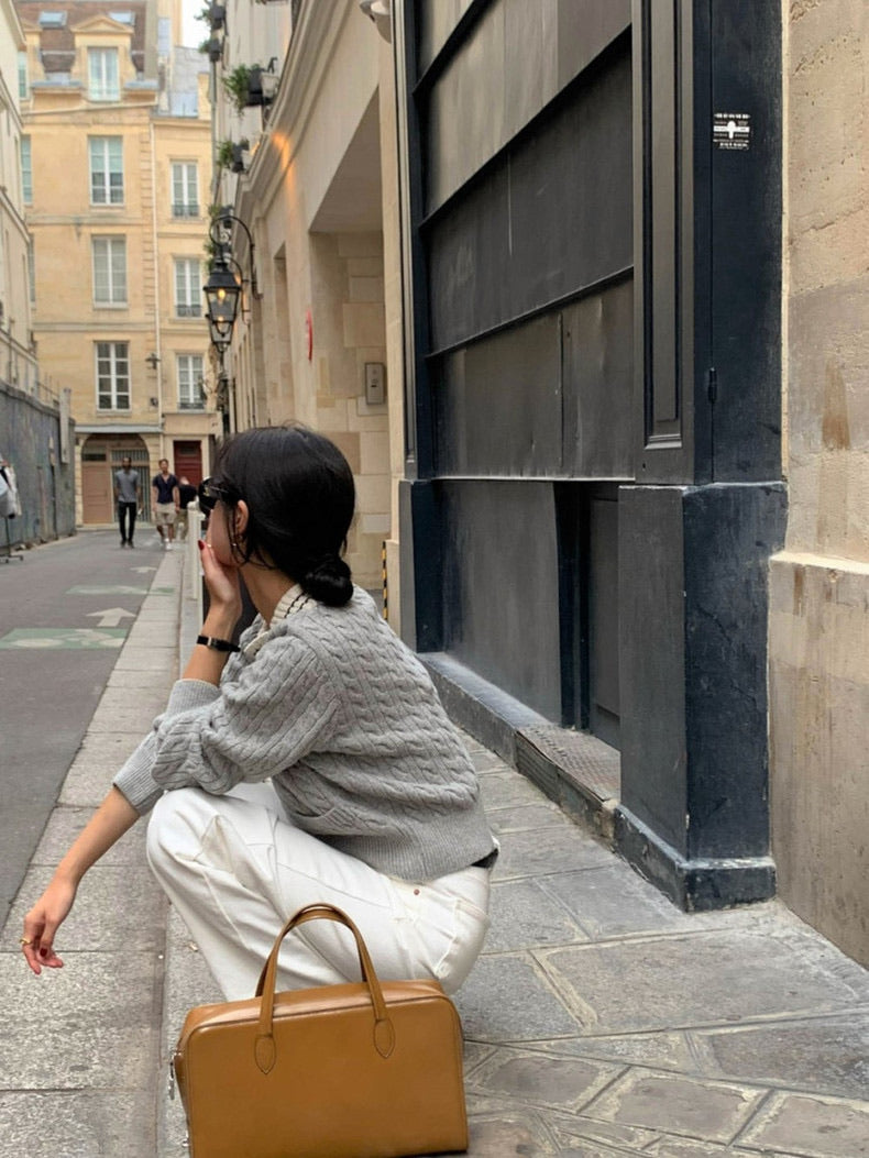 リブ編みポロセーター