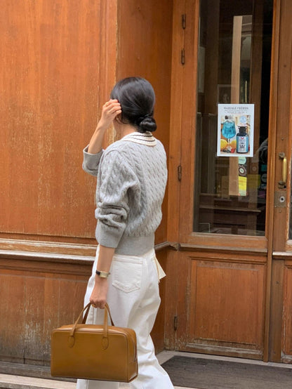 リブ編みポロセーター