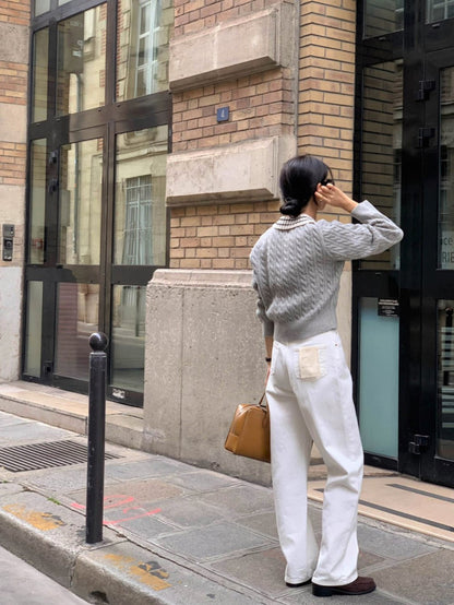 リブ編みポロセーター