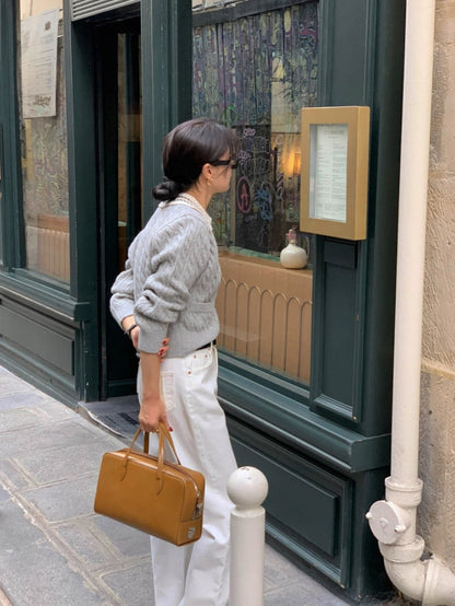 リブ編みポロセーター