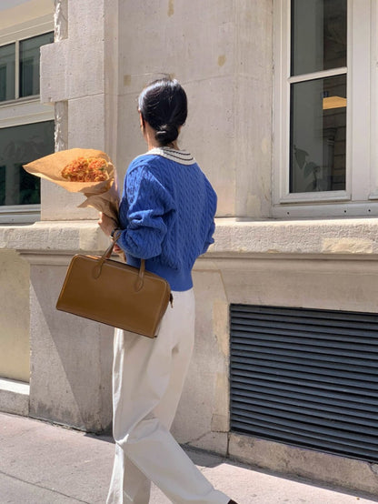 リブ編みポロセーター