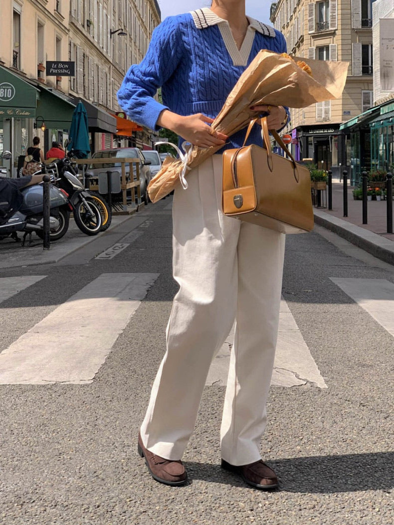 リブ編みポロセーター